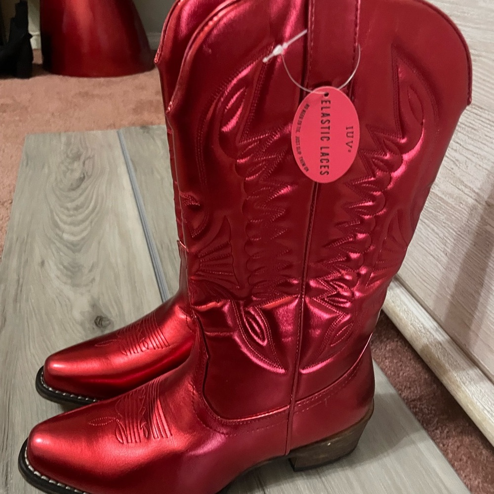 Metallic Red Western Cowboy Boots